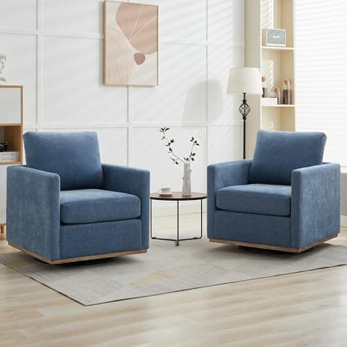 Light Gray Wavy Chenille Swivel Chair - Mid Century Modern Living Room Accent
