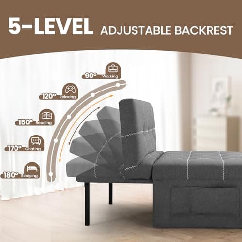SEJOV 4-in-1 Multi-Function Sofa Bed, Dark Gray