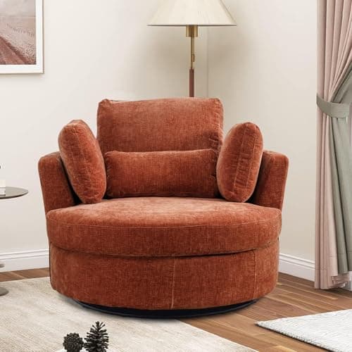 Oversized Swivel Accent Chair for Living Room Bedroom Hotel Office - Beige Boucle