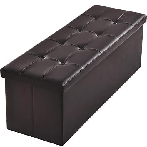 Camabel 43 Inch Folding Ottoman Bench with Storage Black