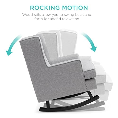 Best Choice Products Gray Tufted Velvet Wingback Rocking Chair for Living Room & Nursery