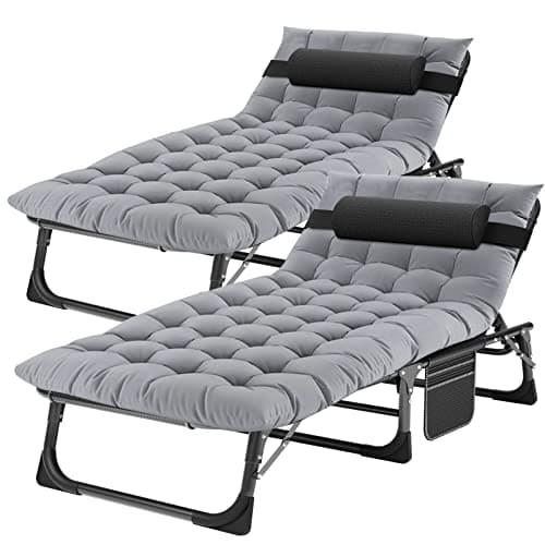 ABORON Heavy Duty Outdoor 5-Position Folding Lounge Chair with Pad