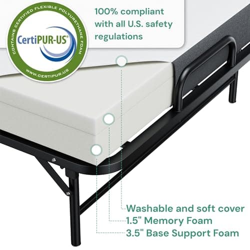 Portable Foldable Twin Folding Bed with Memory Foam Mattress for Adults
