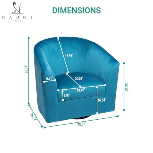 Ariana Turquoise Microfiber 360 Swivel Barrel Chair for Living Room