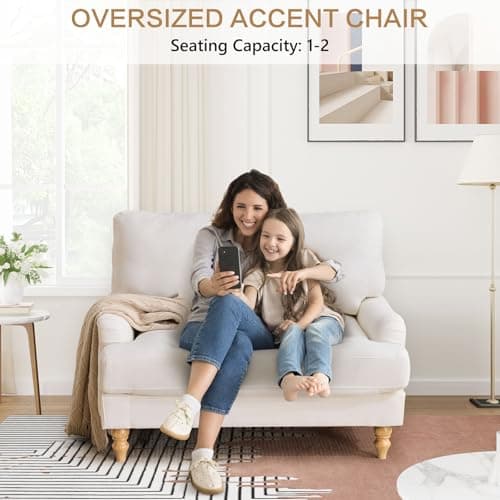 Bezseller Oversized Chaise Lounge Chair, Beige, Perfect for Living Room & Bedroom