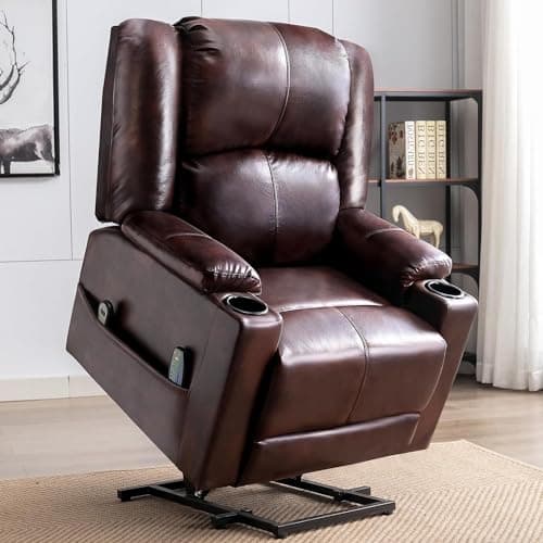 COMHOMA Power Lift Recliner with Heat & Massage (Brown)