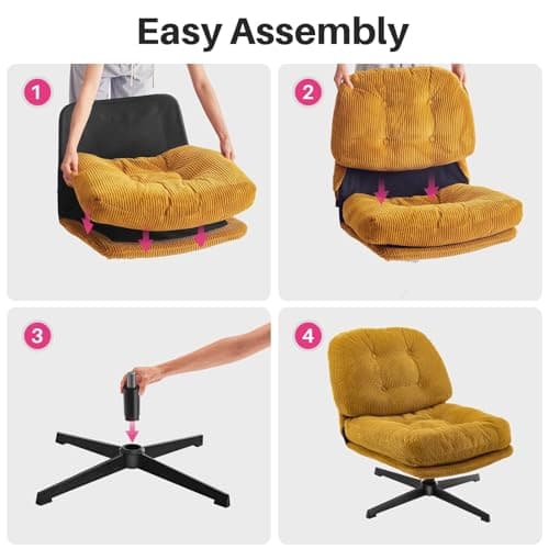 Redlife Cross Legged 360° Swivel Lounge Chair, Comfy Bedroom Reading Chair (Yellow)