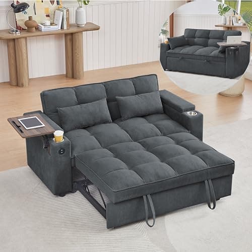 Modern Queen 3-in-1 Convertible Sleeper Couch Bed Velvet Daybed