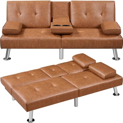Yaheetech Adjustable Reversible Sofa Bed with Removable Armrests, Black