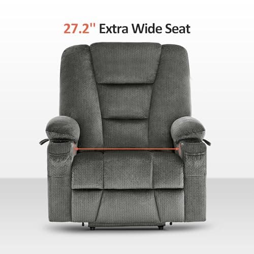 Large Power Lift Recliner Chair with Massage, Heat for Big and Tall Elderly - Grey