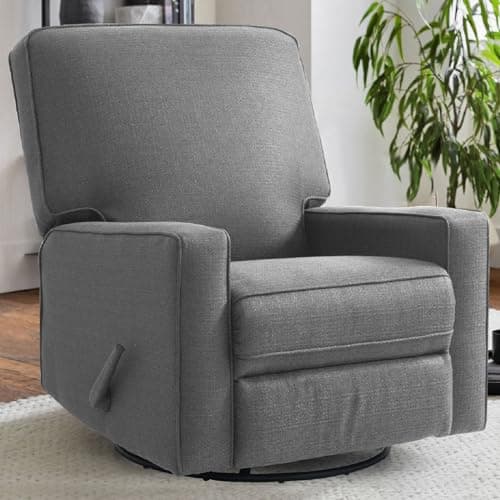 Blue Fabric Rocker Recliner Chair for Nursery and Living Room