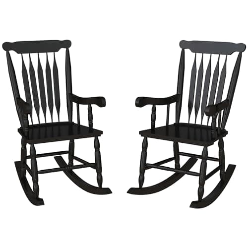 Outsunny White Outdoor Wood Rocking Chair, 350 lbs. Patio Essential