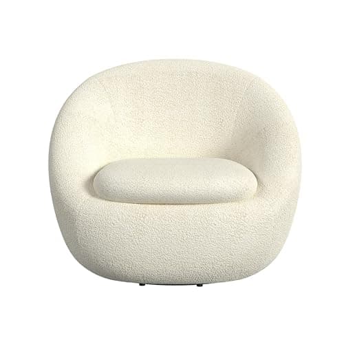 HomePop 360° Swivel Round Barrel Sofa Chair | Living & Bedroom Accent Furniture, White Sherpa