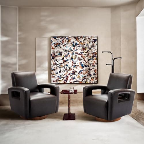 COLAMY Modern Faux Leather Swivel Accent Chair for Living Room - Light Brown