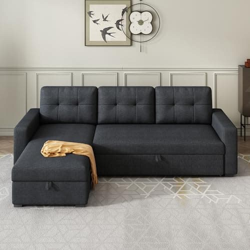L-Shape Reversible Sleeper Sofa Bed with Storage & Removable Cushions