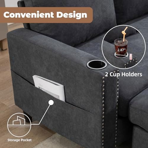 Convertible Sectional L-Shaped Couch for Small Living Spaces