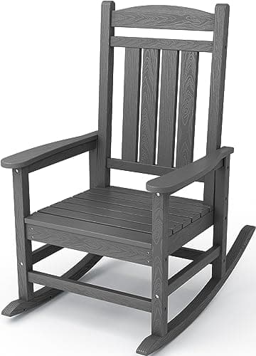 KINGYES Aruba Blue HDPE Outdoor Patio Rocking Chair, 330lbs Support
