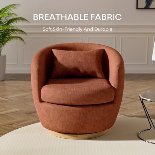 Orange Barrel Modern Fabric Swivel Accent Chair, 360 Degree Rotating Living Room, Bedroom, Office Chair