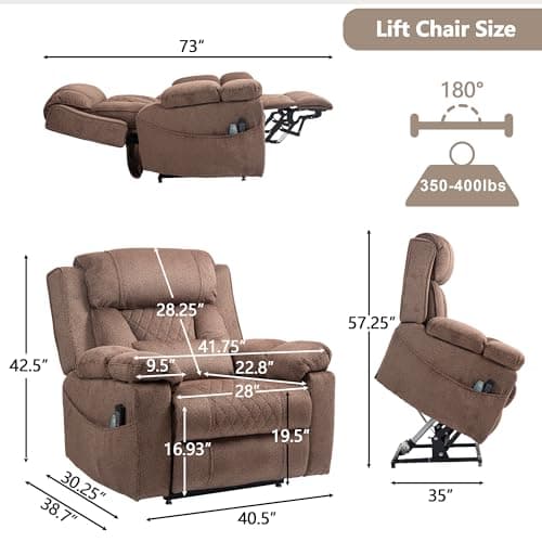 Big Man Power Oversized Recliner with Dual Motor Heat Vibration for Elderly