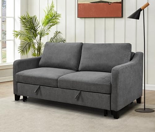 69" Queen Sleeper Sofa with Pullout Bed, Adjustable Backrest, Dark Grey