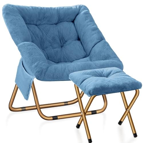 Black X-Large Soft Faux Fur Lounge Chair for Living & Bedroom