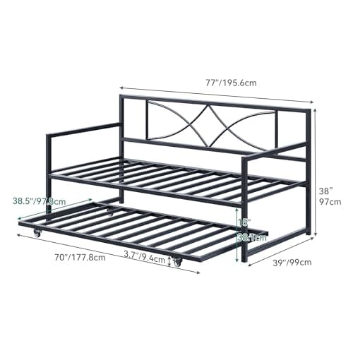YITAHOME Twin Daybed with Pull Out Trundle - Black