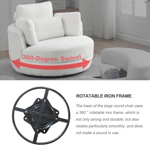 360° Swivel Barrel Chair with Half Moon Ottoman for Living Room