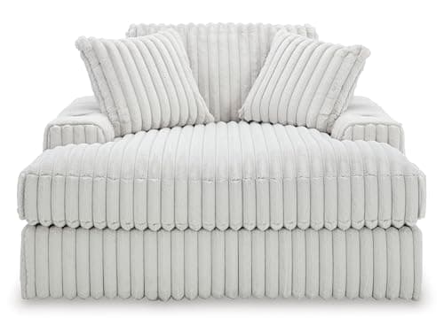 Signature Design by Ashley Stupendous White Oversized Chaise with Cup Holders and USB Ports