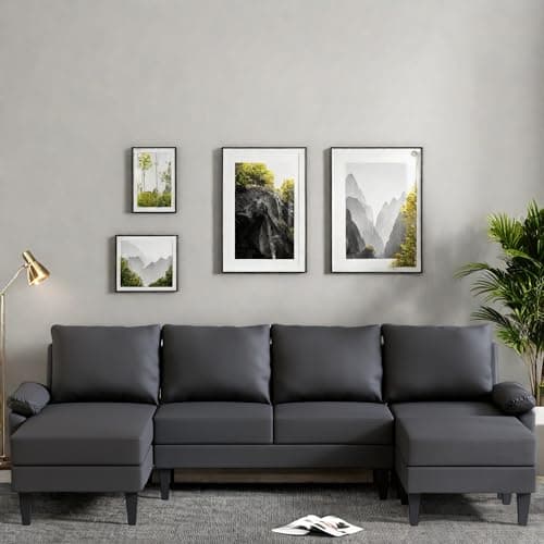 L-Shaped Convertible Sofa Bed with Storage, Black