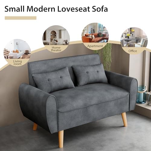 JAMFLY Dark Gray Loveseat Sofa for Living Room and Small Spaces