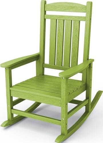 KINGYES Aruba Blue HDPE Outdoor Patio Rocking Chair, 330lbs Support
