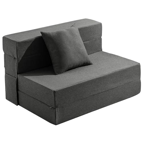JKMAX Dark Grey Queen Size 4-in-1 Sleeper Chair Bed - Memory Foam Futon Couch