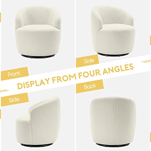 JEEOHEY Ivory Swivel Barrel Chair for Nursery, Living Room, Office, and More