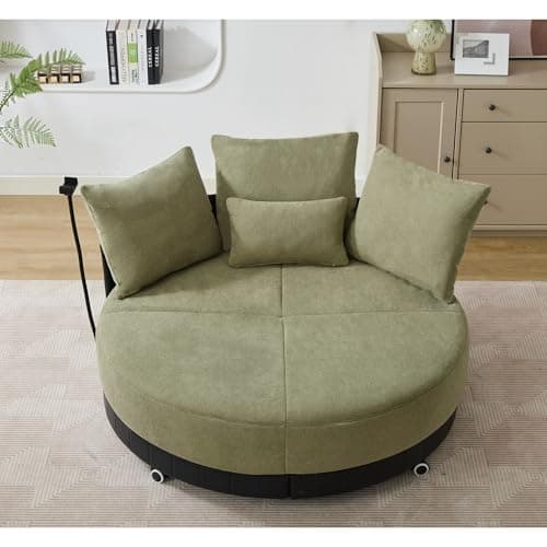 Beige 52.75" Oversized Rotating Swivel Chair with Phone Stand