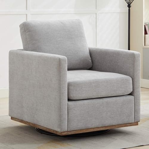 Light Gray Wavy Chenille Swivel Chair - Mid Century Modern Living Room Accent