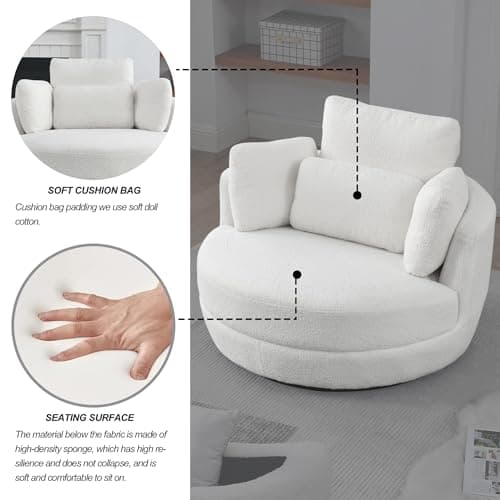 360° Swivel Barrel Chair with Half Moon Ottoman for Living Room