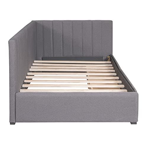 Harper & Bright Designs Gray Linen Upholstered Daybed with Storage Drawers Twin Size