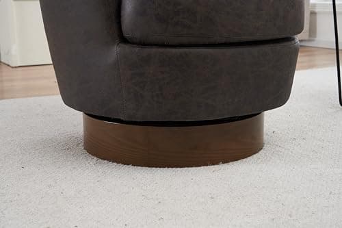 Kangmusi Brown PU Leather Swivel Chair, Comfortable Living Room Accent Chair