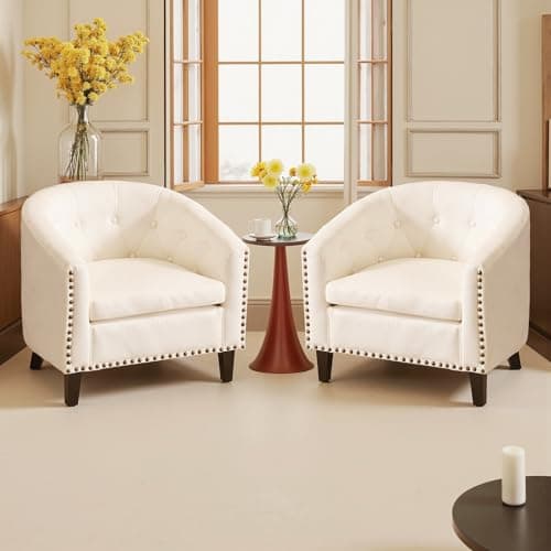Modern PU Leather Tufted Barrel Chair - Sleek & Premium Living Room & Bedroom Seating