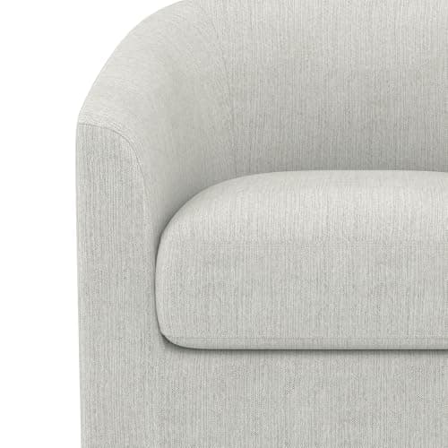 Ivory White Swivel Accent Chair with Solid Wood Base - For Bedroom, Reading, or Waiting Room