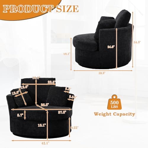 Set of 2 Modern Swivel Barrel Chairs for Nursery, Living Room, Bedroom