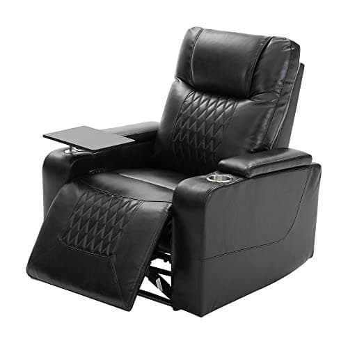 Merax Brown Electric Gaming Recliner Chair with USB Port and Ambient Lighting Home Theater Seating