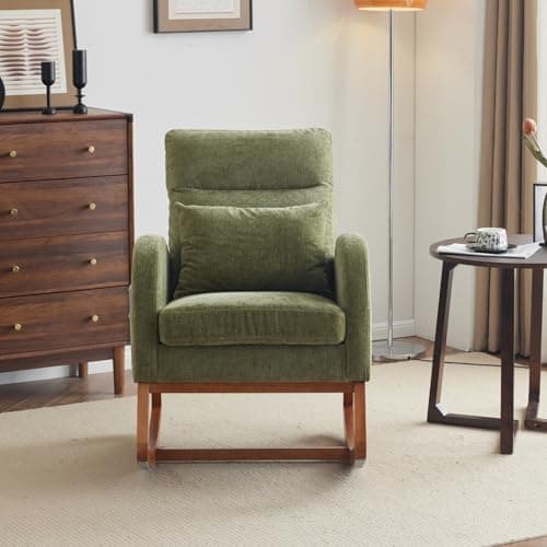 VINGLI Thick Headrest Mid-Century Modern Nursing Rocking Chair