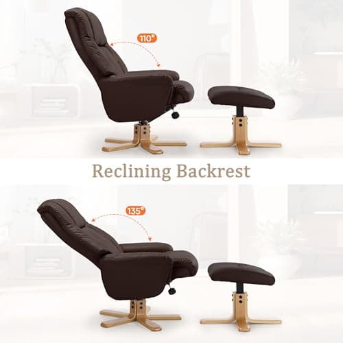 Stylish Dark Brown Swivel Recliner Chair with Ottoman for Adults