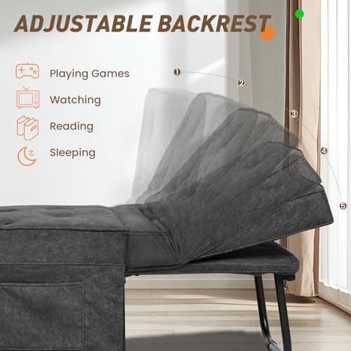 4-in-1 Convertible Sofa Bed with Adjustable Backrest, Gray (Large)