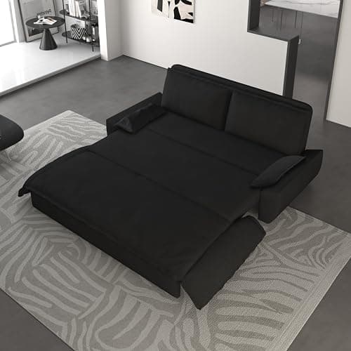 Eafurn Queen Size 3-in-1 Pull Out Sofa Bed with Storage Velvet Couch