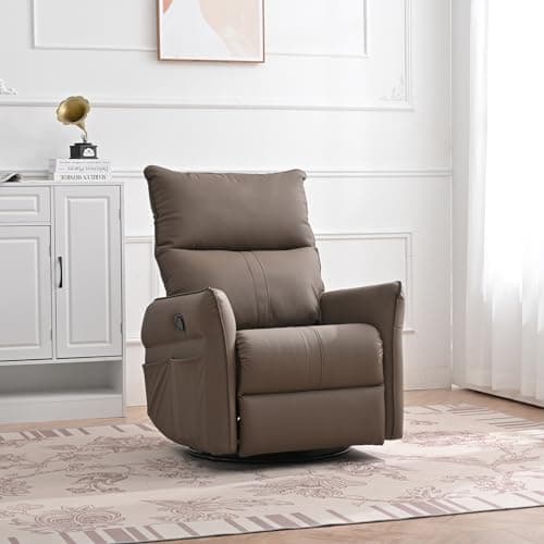 Swivel Recliner Chair for Nursery and Living Room (Brown)