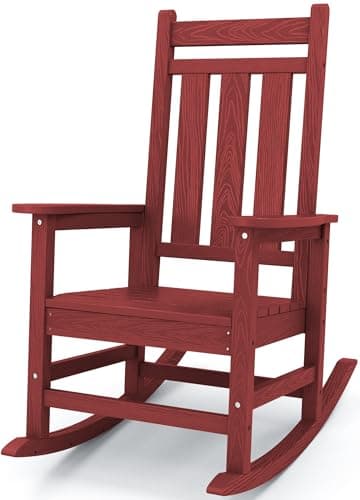 KINGYES Heavy Duty All-Weather Outdoor Rocking Chair, Gray