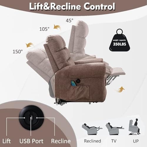 Phoenix Home Electric Recliner Chair with Massage for Elderly, Brown