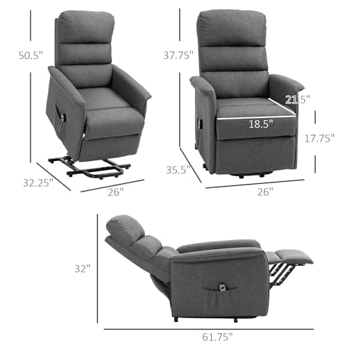 HOMCOM Gray Fabric Power Lift Recliner for Elderly & Adults
